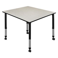 48 in. Square Height Adjustable Mobile Classroom Activity Table- Maple