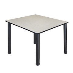 48 in. Large Square Breakroom Table- Maple Top, Black Legs