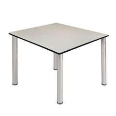 48 in. Large Square Breakroom Table- Maple Top, Chrome Legs