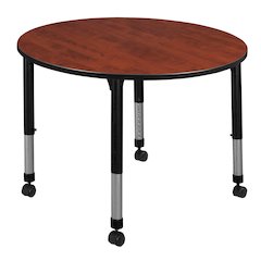48 in. Round Height Adjustable Mobile Classroom Activity Table- Cherry