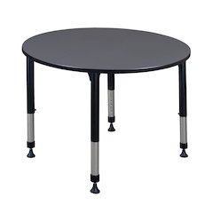 48 in. Round Height Adjustable Classroom Activity Table- Grey