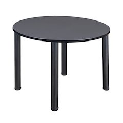 48 in. Large Round Breakroom Table- Grey Top, Black Legs