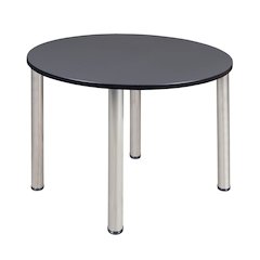 48 in. Large Round Breakroom Table- Grey Top, Chrome Legs