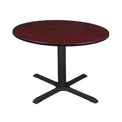 Large 48 in. Round X-Base Breakroom Table- Mahogany
