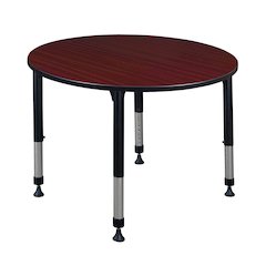 48 in. Round Height Adjustable Classroom Activity Table- Mahogany
