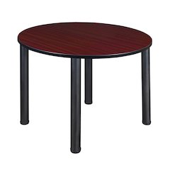 48 in. Large Round Breakroom Table- Mahogany Top, Black Legs