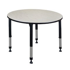 48 in. Round Height Adjustable Classroom Activity Table- Maple