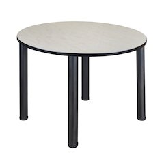 48 in. Large Round Breakroom Table- Maple Top, Black Legs