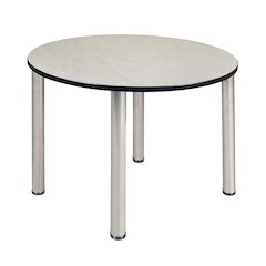 48 in. Large Round Breakroom Table- Maple Top, Chrome Legs