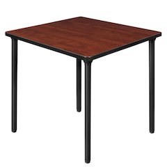 30 in. Small Square Breakroom Table- Cherry Top, Black Folding Legs