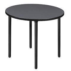 30 in. Small Round Breakroom Table- Grey Top, Black Folding Legs