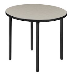30 in. Small Round Breakroom Table- Maple Top, Black Folding Legs