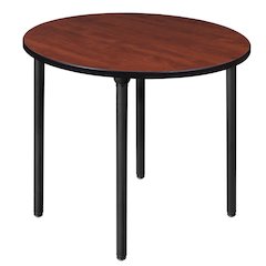 36 in. Medium Round Breakroom Table- Cherry Top, Black Folding Legs