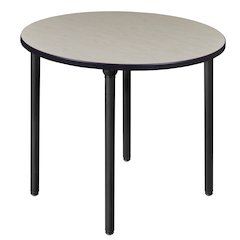 36 in. Medium Round Breakroom Table- Maple Top, Black Folding Legs