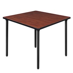 42 in. Medium Square Breakroom Table- Cherry Top, Black Folding Legs