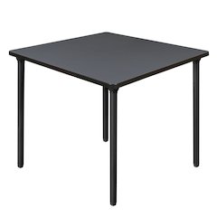 42 in. Medium Square Breakroom Table- Grey Top, Black Folding Legs