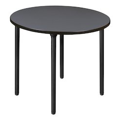 42 in. Medium Round Breakroom Table- Grey Top, Black Folding Legs
