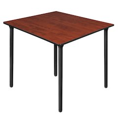 48 in. Large Square Breakroom Table- Cherry Top, Black Folding Legs