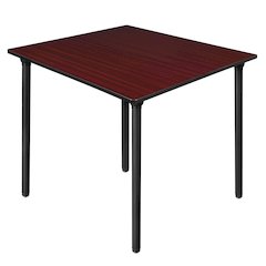 48 in. Large Square Breakroom Table- Mahogany Top, Black Folding Legs