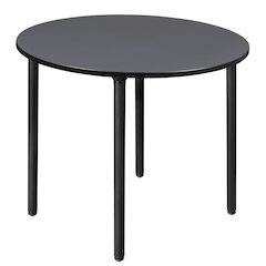 48 in. Large Round Breakroom Table- Grey Top, Black Folding Legs