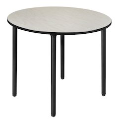 48 in. Large Round Breakroom Table- Maple Top, Black Folding Legs