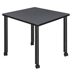 Small 30 in. Square Breakroom Table- Grey Top, Black Mobile Legs