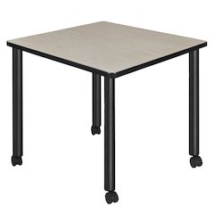 Small 30 in. Square Breakroom Table- Maple Top, Black Mobile Legs