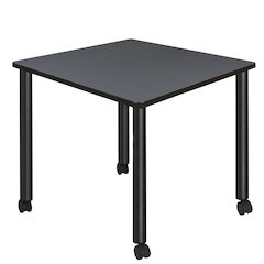 Medium 36 in. Square Breakroom Table- Grey Top, Black Mobile Legs