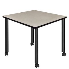 Medium 36 in. Square Breakroom Table- Maple Top, Black Mobile Legs