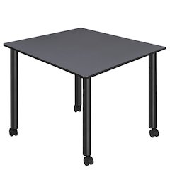 Large 48 in. Square Breakroom Table- Grey Top, Black Mobile Legs