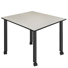 Large 48 in. Square Breakroom Table- Maple Top, Black Mobile Legs