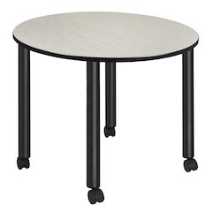 Large 48 in. Round Breakroom Table- Maple Top, Black Mobile Legs