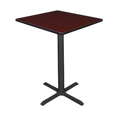 Small 30 in. Square X-Base Cafe Table- Mahogany