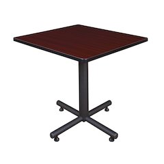 30 in. Square X-Base Breakroom Table- Mahogany