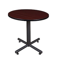 30 in. Round X-Base Breakroom Table- Mahogany