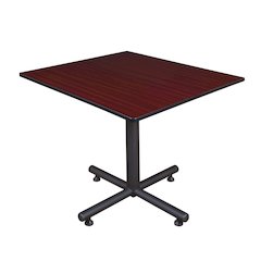 48 in. Square X-Base Breakroom Table- Mahogany