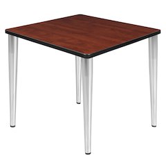 30 in. Square Breakroom Table- Cherry Top, Chrome Tapered Legs