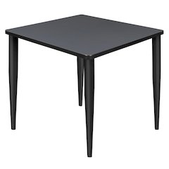 30 in. Square Breakroom Table- Grey Top, Black Tapered Legs