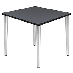 30 in. Square Breakroom Table- Grey Top, Chrome Tapered Legs