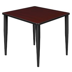 30 in. Square Breakroom Table- Mahogany Top, Black Tapered Legs