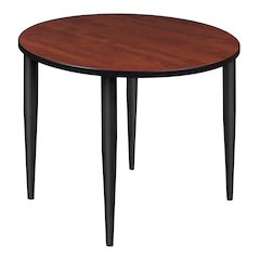 36 in. Round Breakroom Table- Cherry Top, Black Tapered Legs