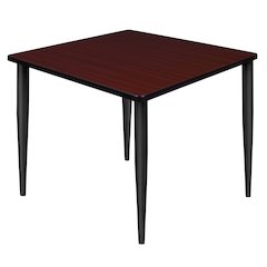 42 in. Square Breakroom Table- Mahogany Top, Black Tapered Legs