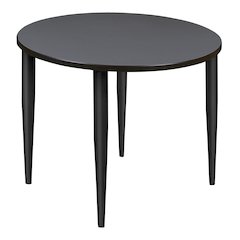 42 in. Round Breakroom Table- Grey Top, Black Tapered Legs
