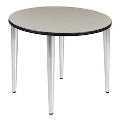 42 in. Round Breakroom Table- Maple Top, Chrome Tapered Legs