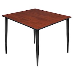 48 in. Square Breakroom Table- Cherry Top, Black Tapered Legs