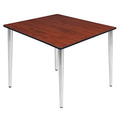 48 in. Square Breakroom Table- Cherry Top, Chrome Tapered Legs