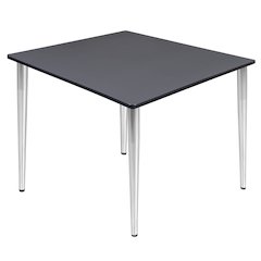 48 in. Square Breakroom Table- Grey Top, Chrome Tapered Legs