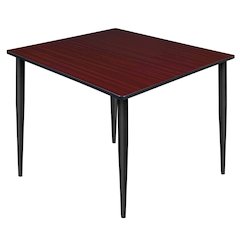 48 in. Square Breakroom Table- Mahogany Top, Black Tapered Legs