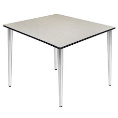 48 in. Square Breakroom Table- Maple Top, Chrome Tapered Legs
