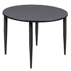 48 in. Round Breakroom Table- Grey Top, Black Tapered Legs